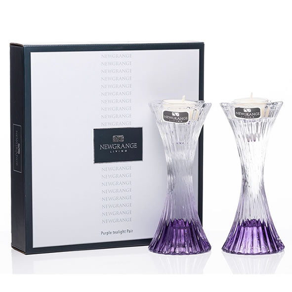 Mauve Purple T-Light Holder, Pair, 16cm height
