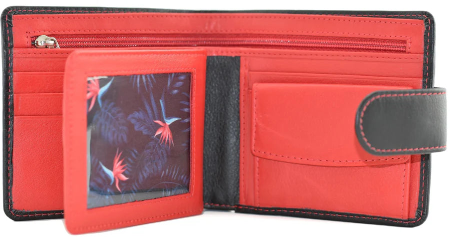 Hudson Black And Red Tab Wallet with RFID