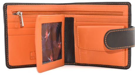 Hudson Brown And Orange Tab Wallet with RFID