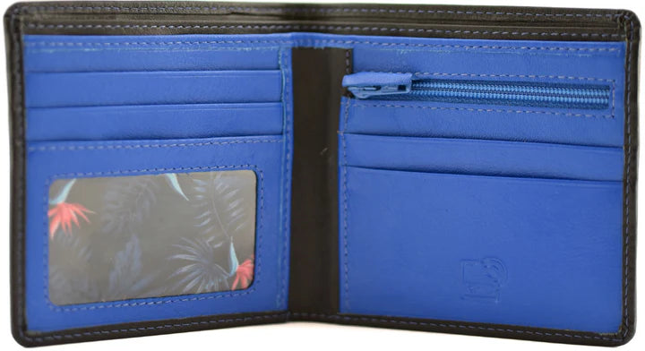 Hudson Slim Black/Blue Wallet with Coin Pocket and RFID