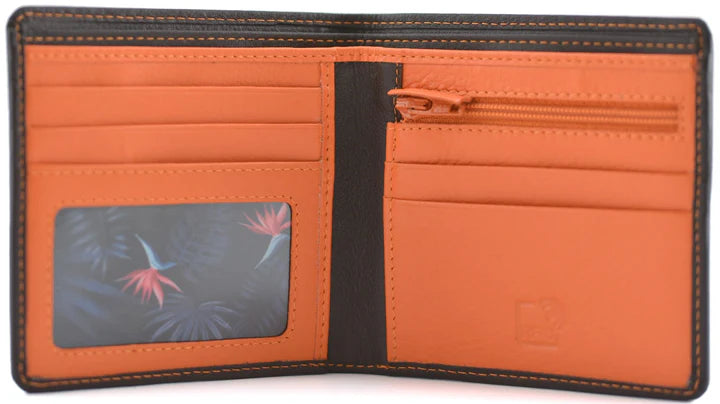 Hudson Slim Tan/Orange Wallet with Coin Pocket and RFID