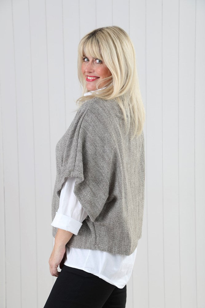 Beige Cowl Poncho Top
