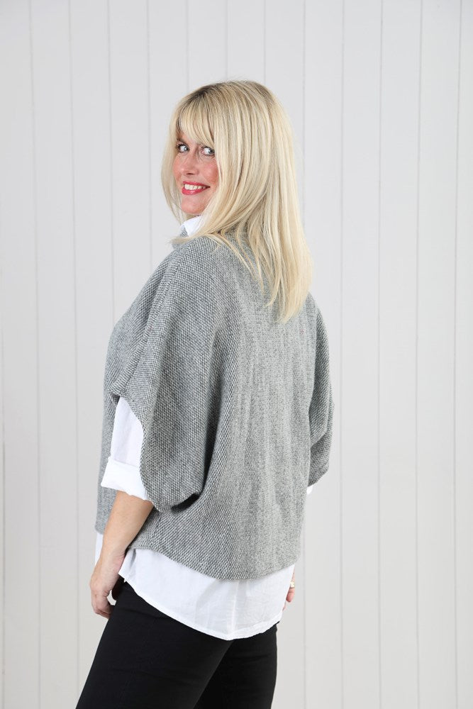 Light Grey Cowl Poncho Top