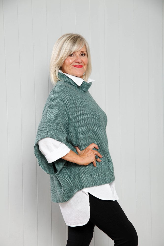 Mint Cowl Poncho Top