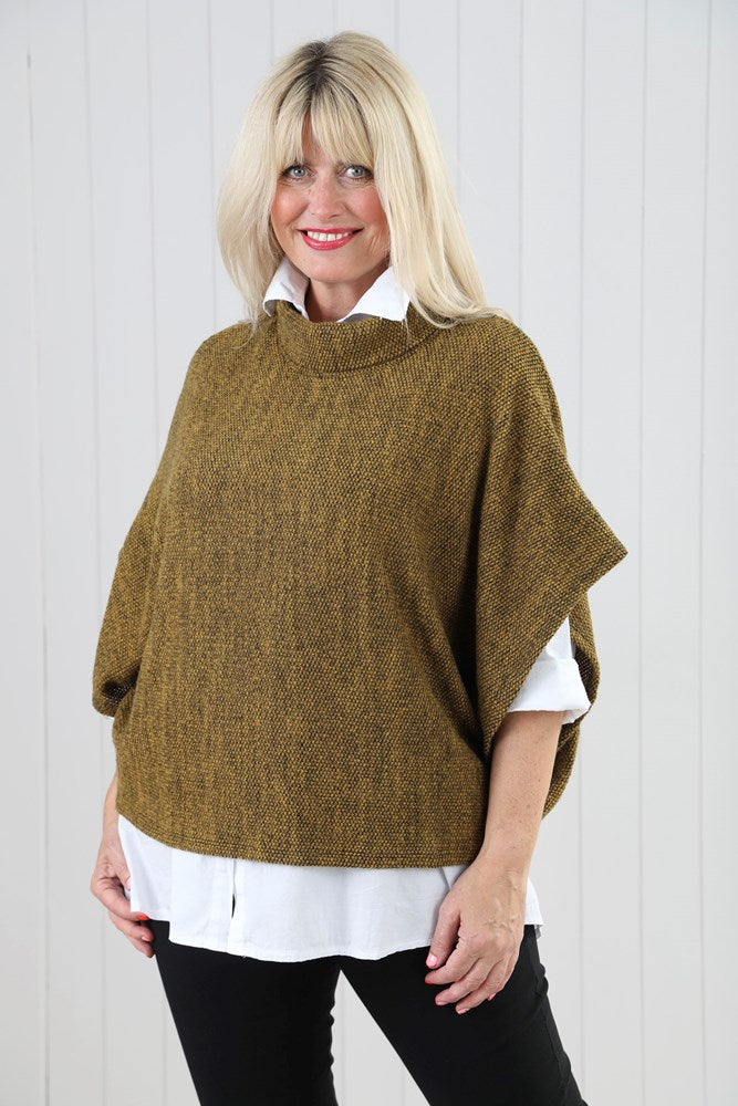 Mustard Cowl Poncho Top