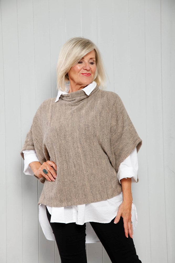 Pink Cowl Poncho Top