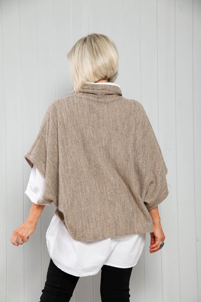 Pink Cowl Poncho Top