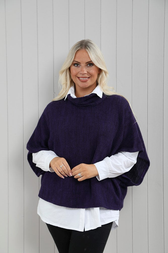 Violet Cowl Poncho Top
