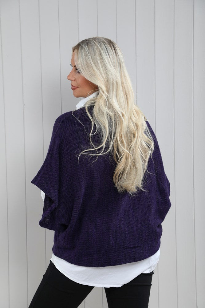 Violet Cowl Poncho Top
