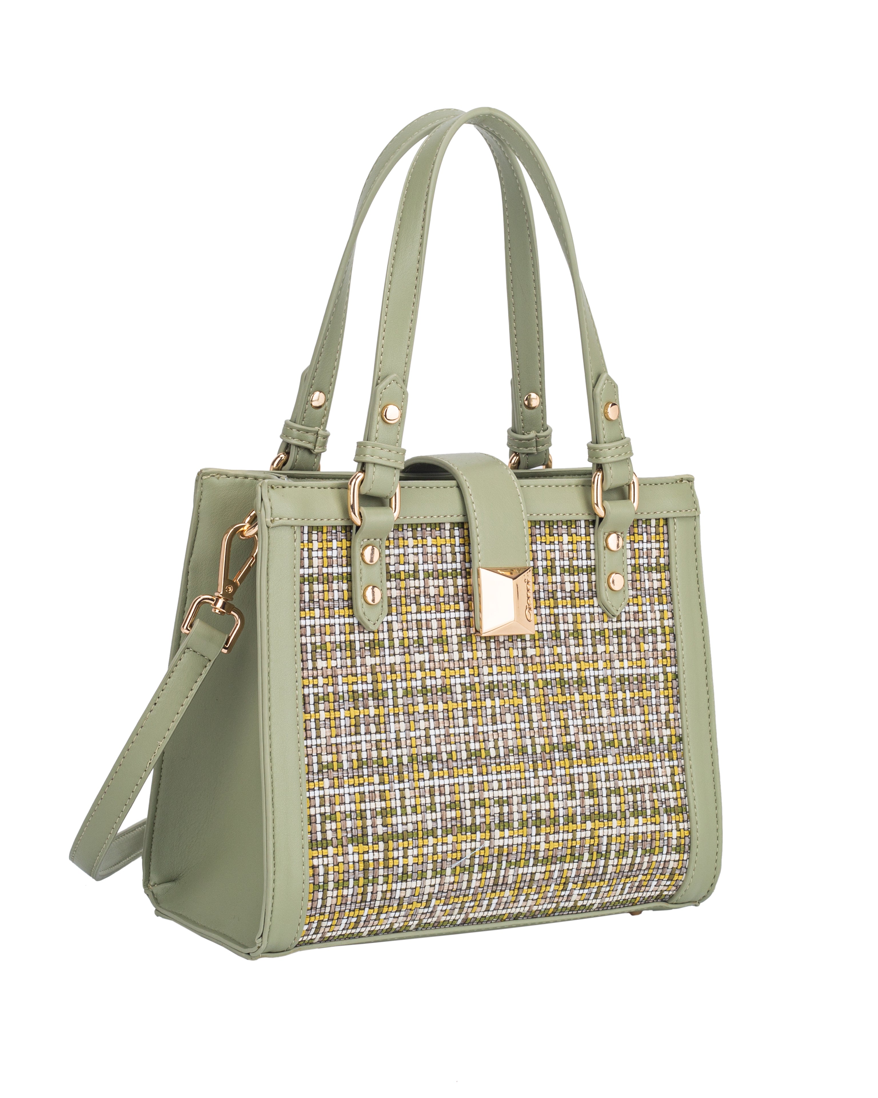 Gionni Zephyr Green Grab Bag With Woven Front