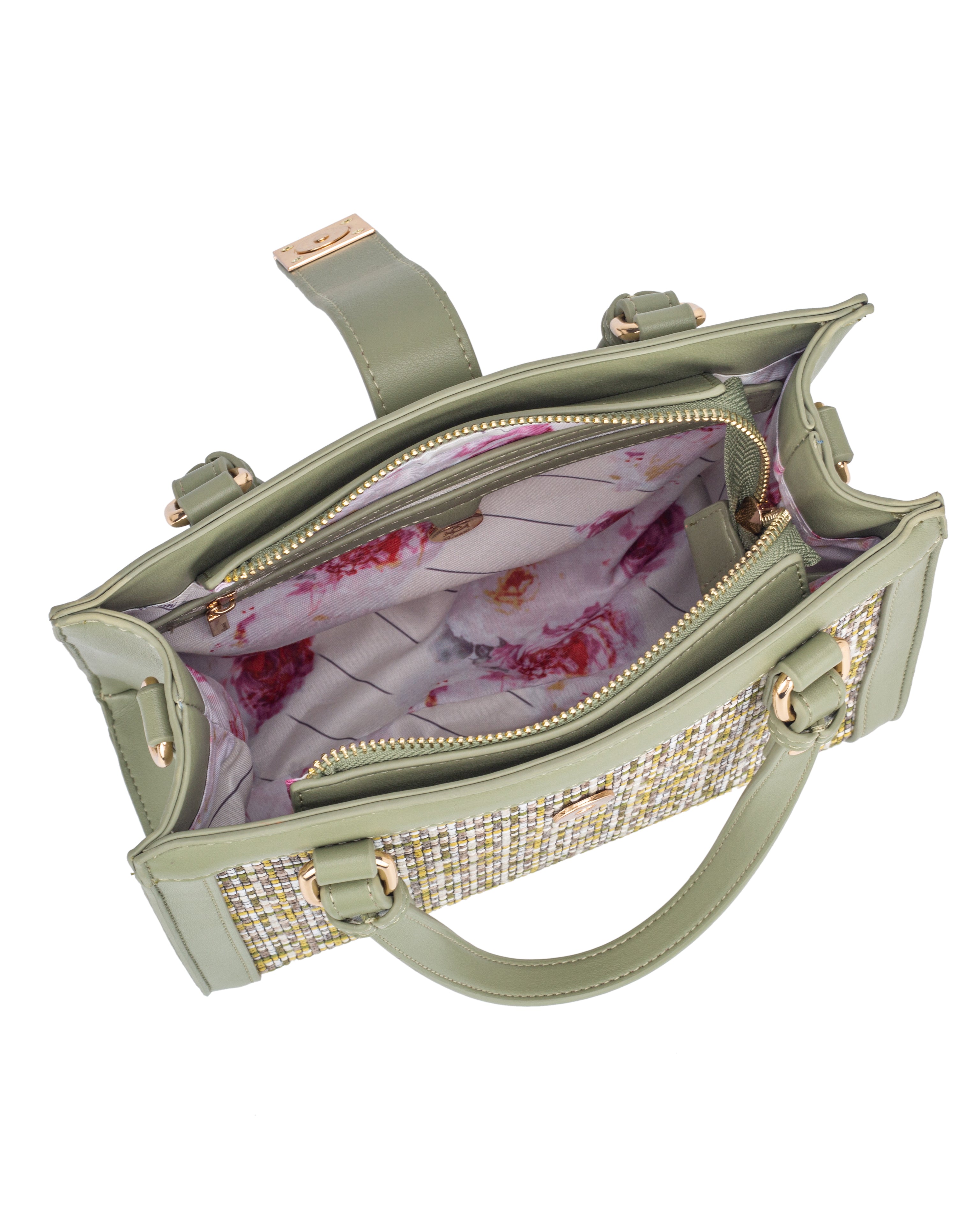 Gionni Zephyr Green Grab Bag With Woven Front