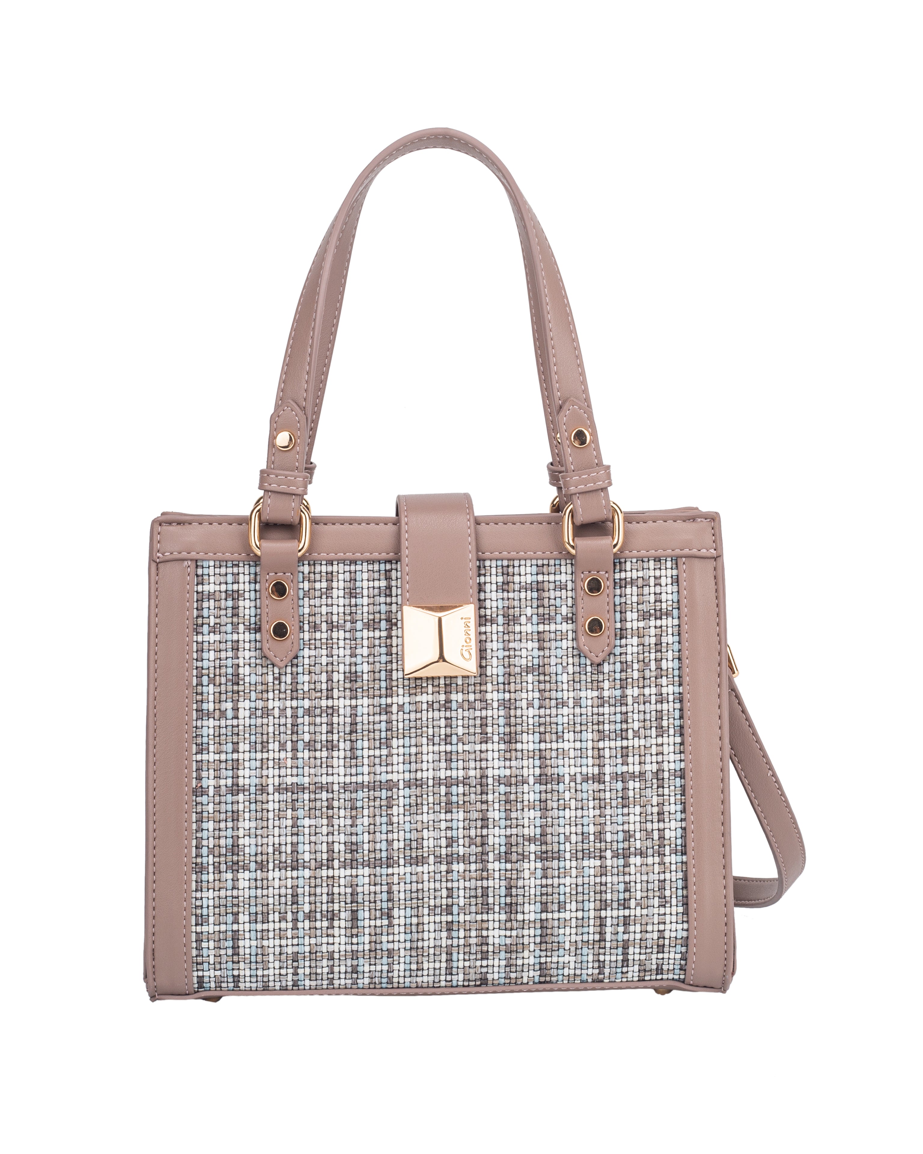 Gionni Zephyr Taupe Grab Bag With Woven Front