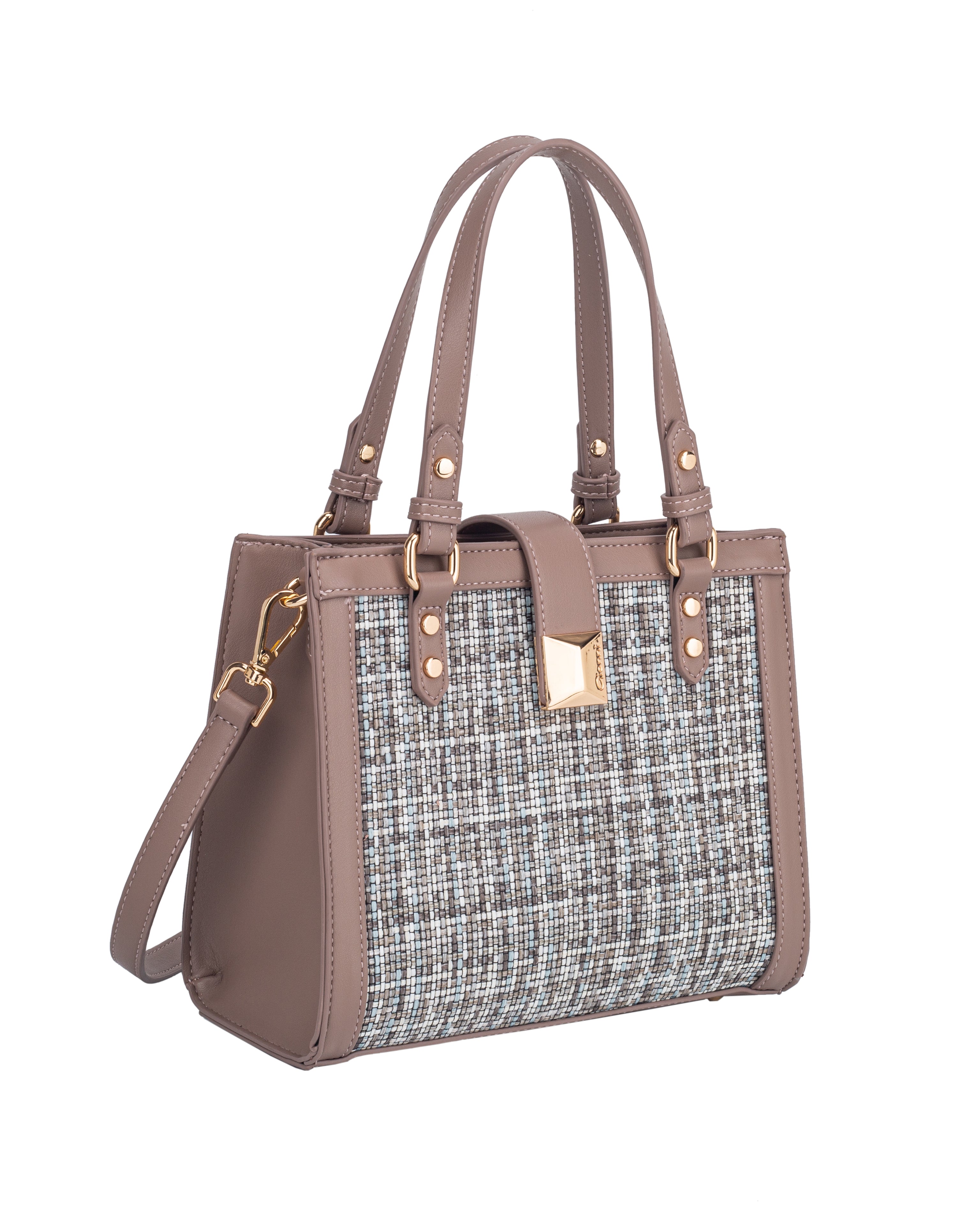 Gionni Zephyr Taupe Grab Bag With Woven Front