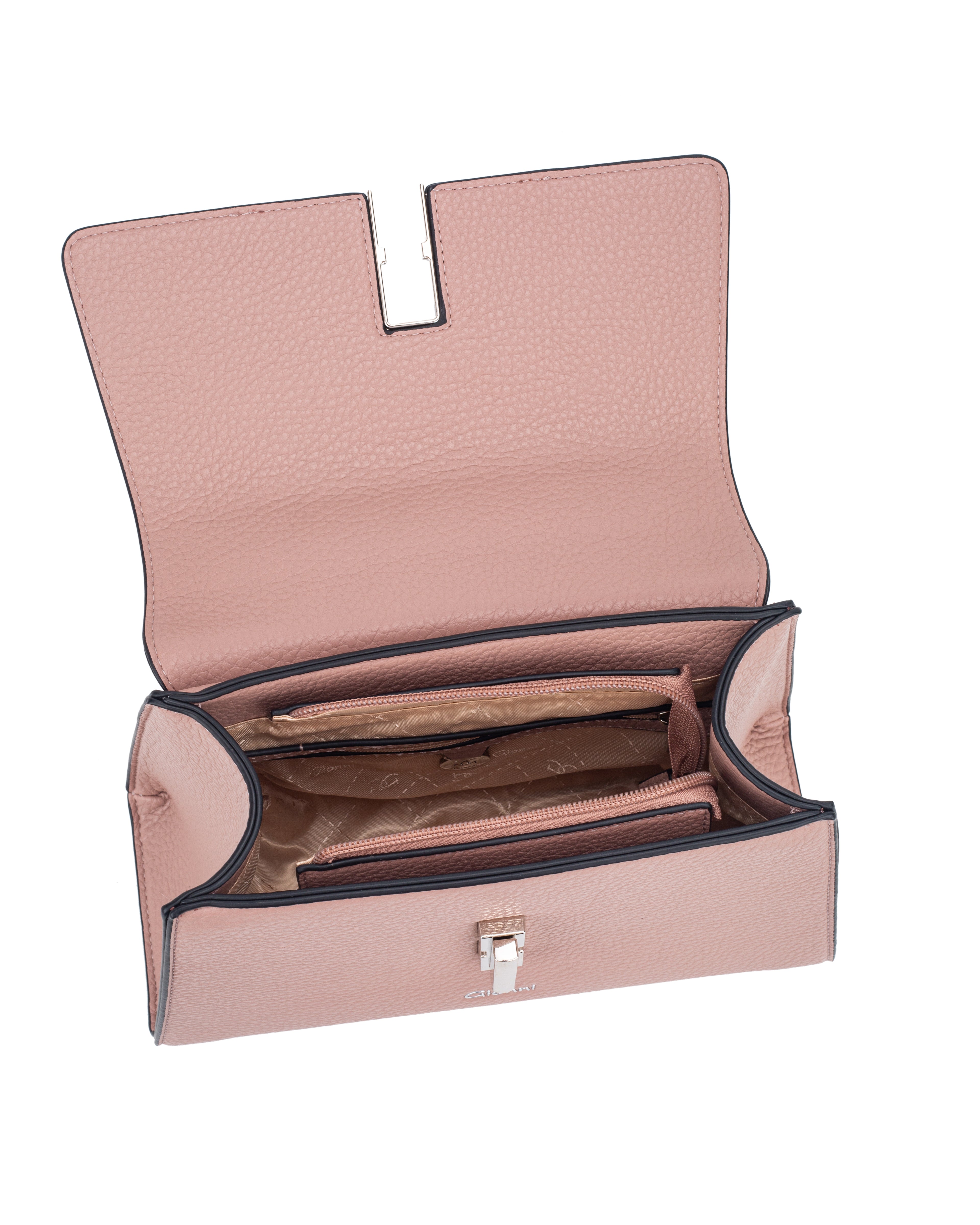 Gionni Cove Pink Satchel Bag With Turn Lock And Stitching Detail