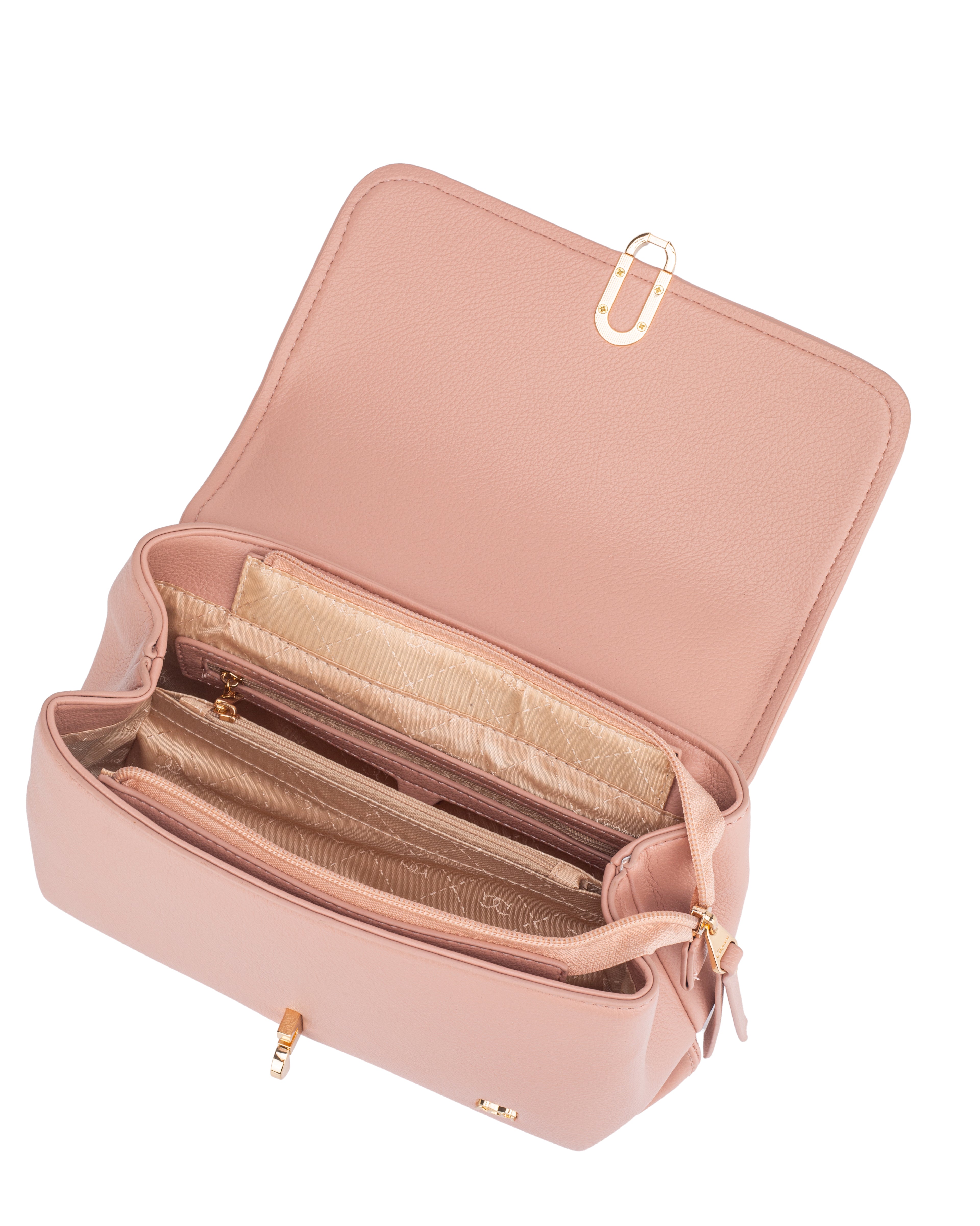 Gionni Voyage Pink Flapover Bag With Front Woven Panel