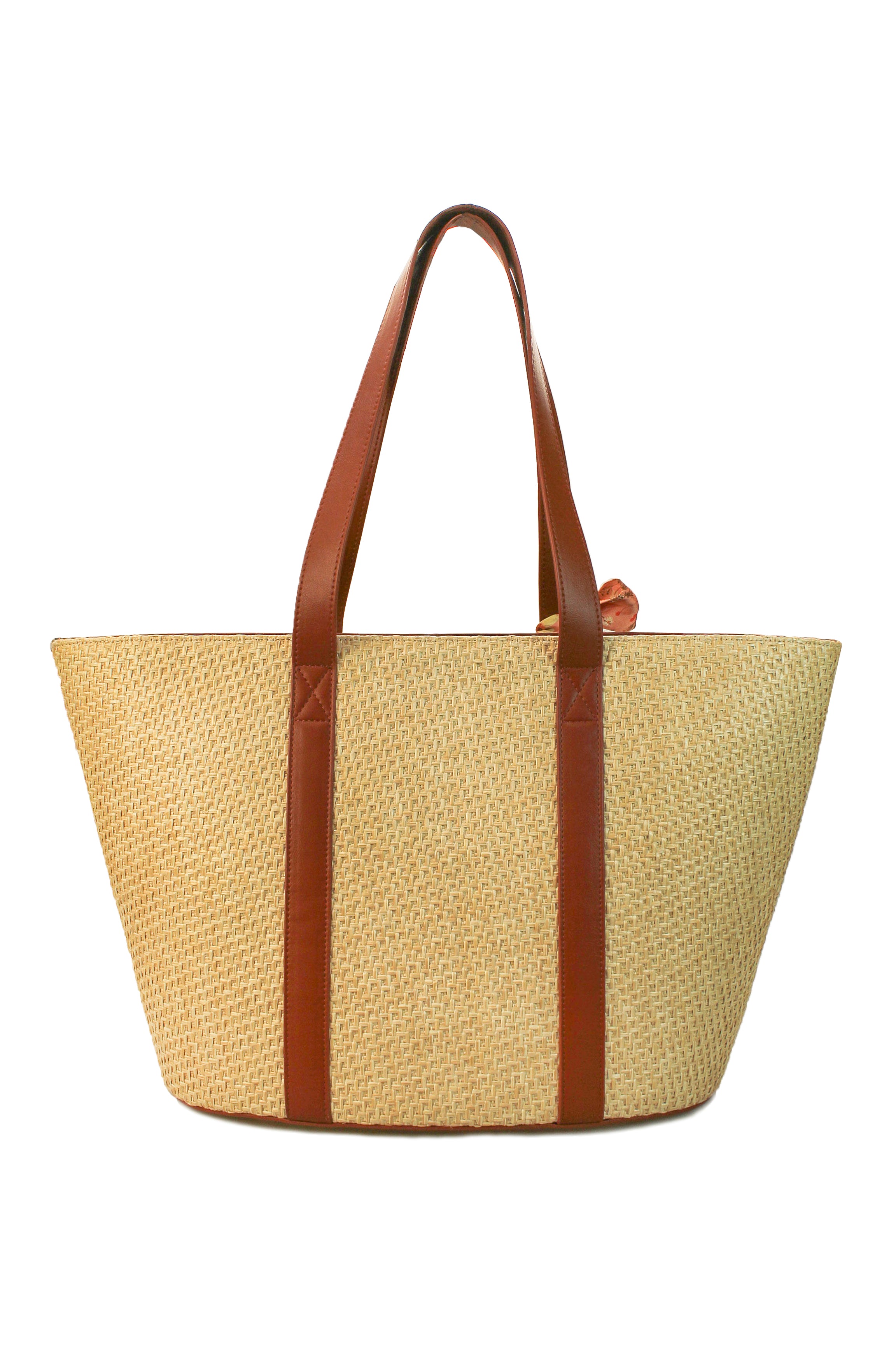 Gionni Sandy Tan And Natural Straw Tote Bag With Scarf And Mini Purse