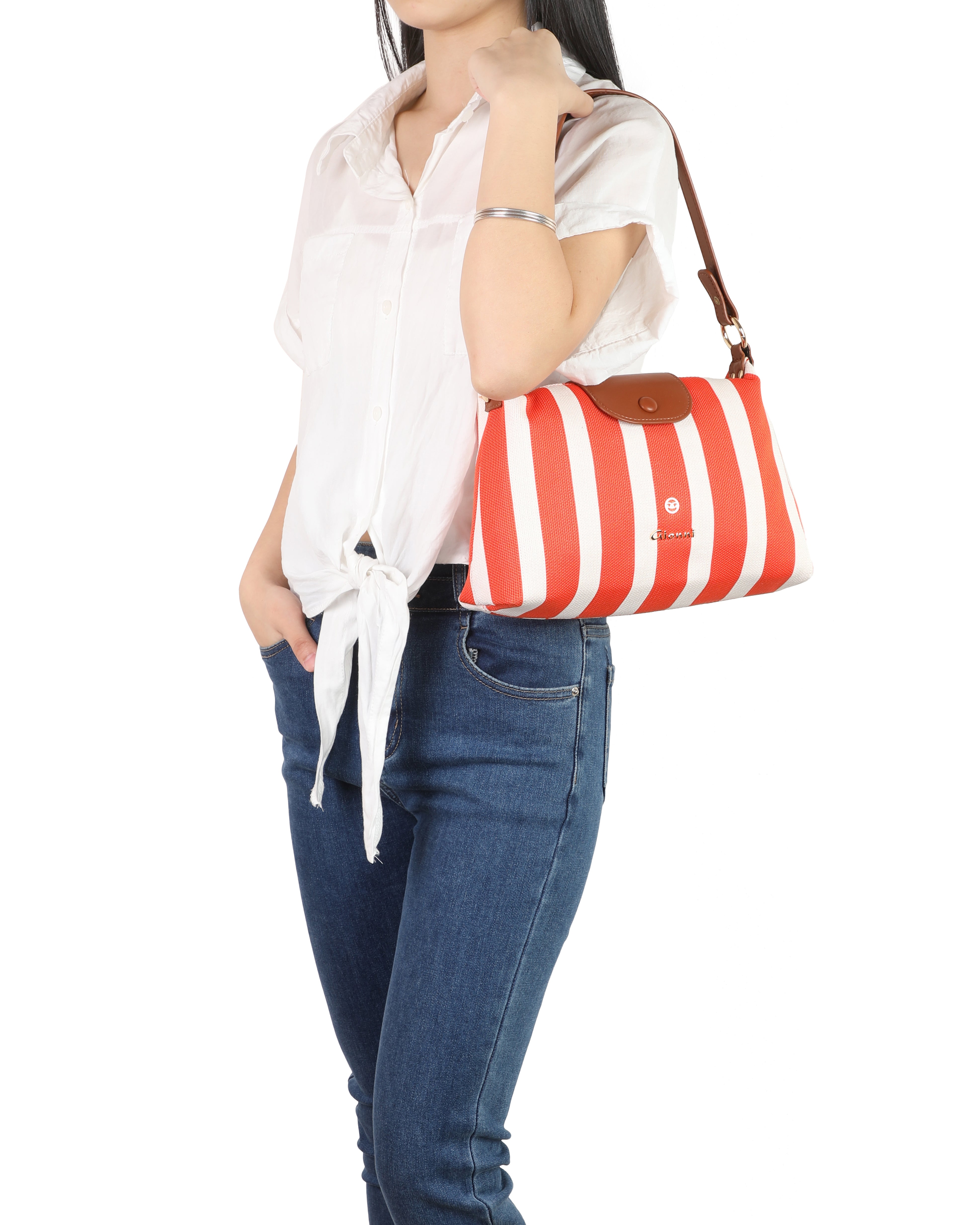 Gionni Coral Tan/Red East West Crossbody Bag