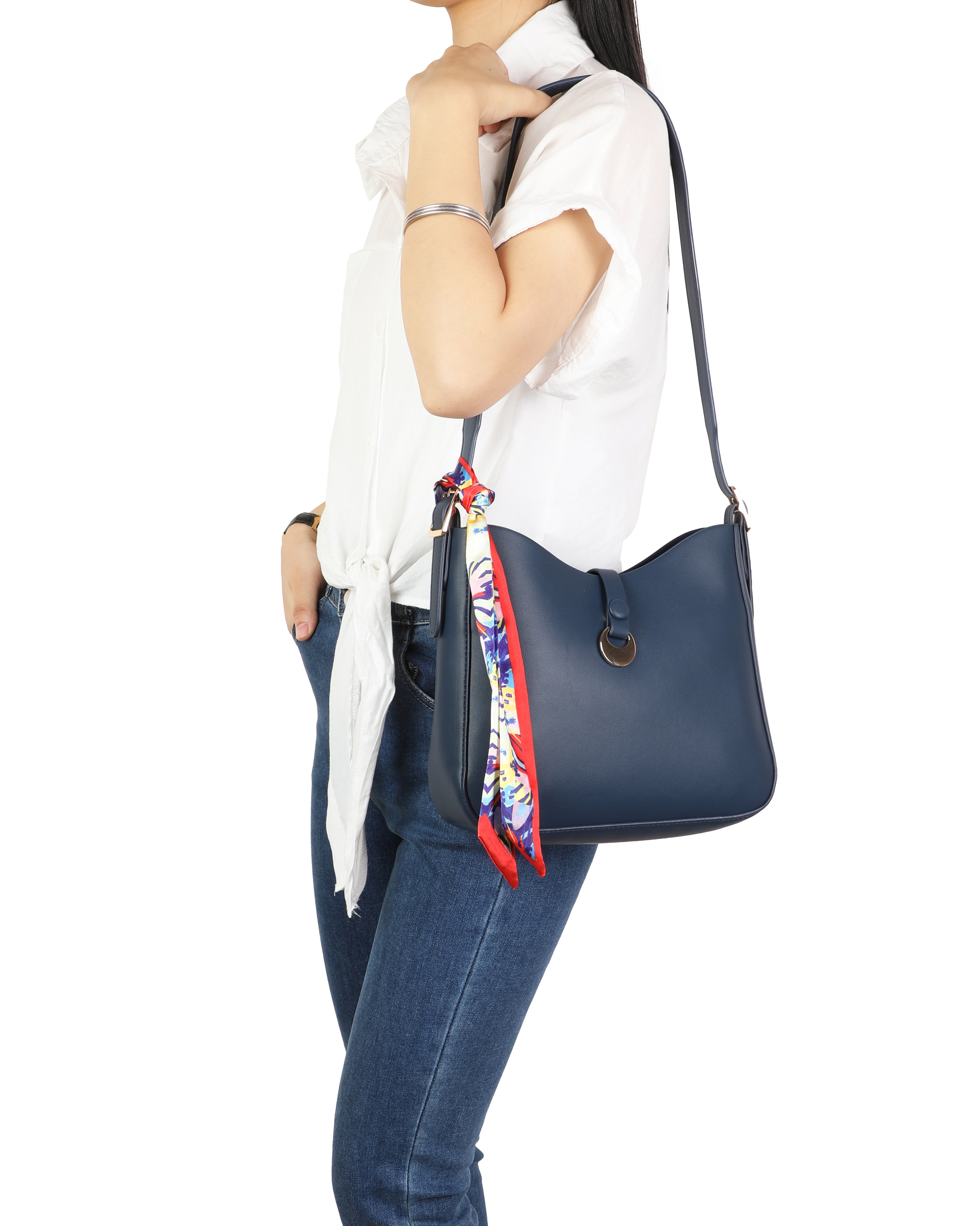 Gionni Quartz Navy North South Shoulder Bag