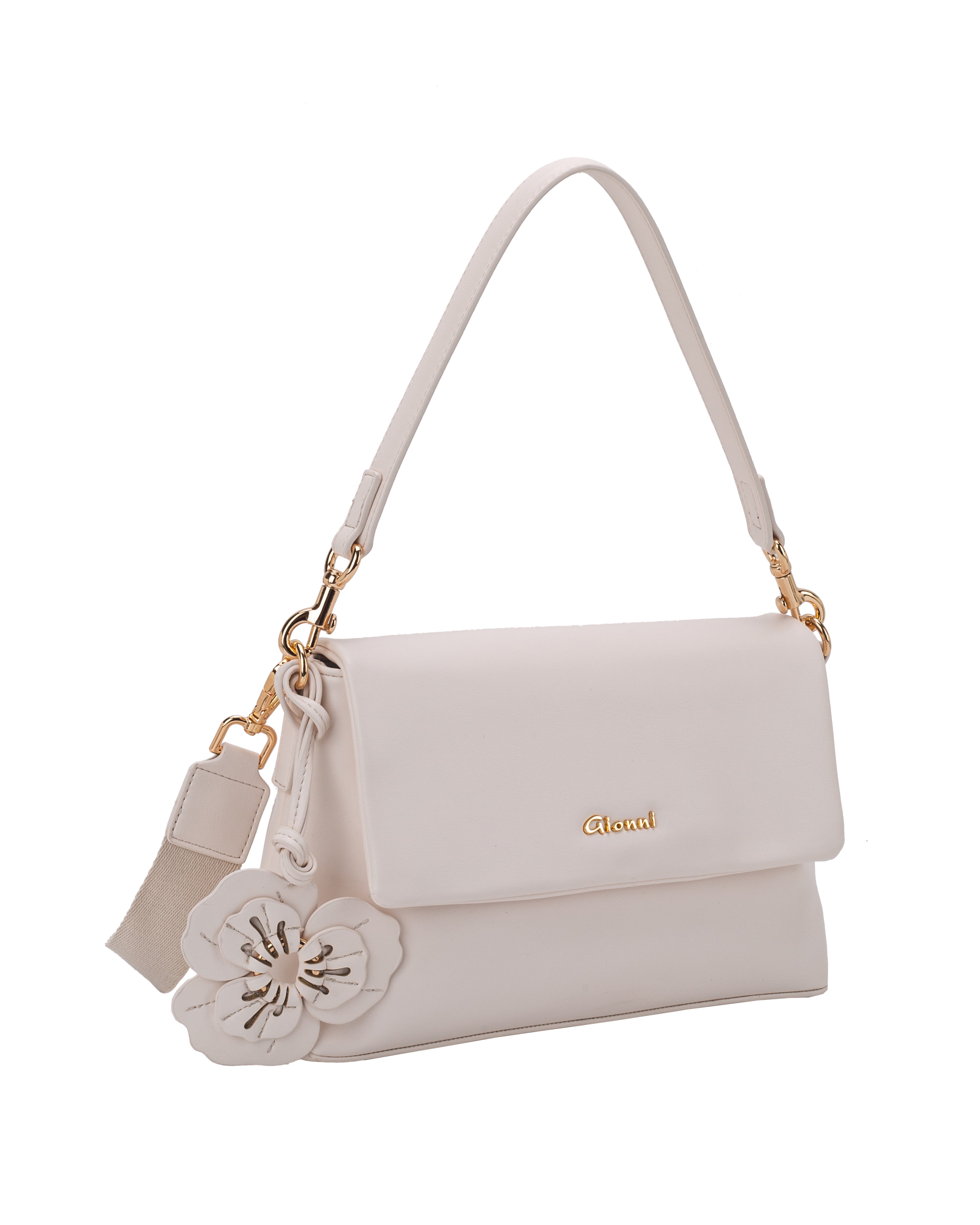Gionni White Onyx Flap Over Shoulder Bag