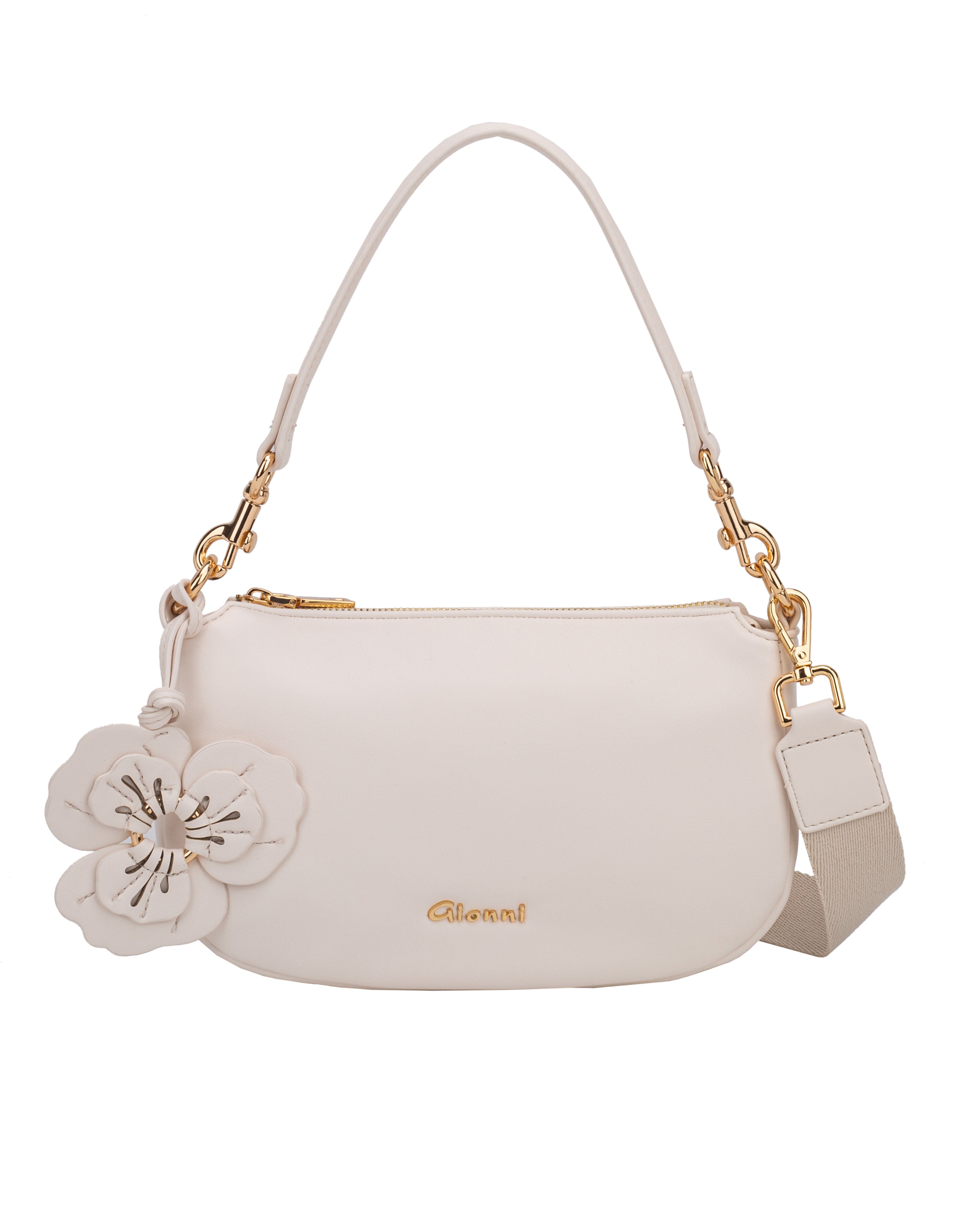 Gionni white Onyx Small Curved Shoulder Bag