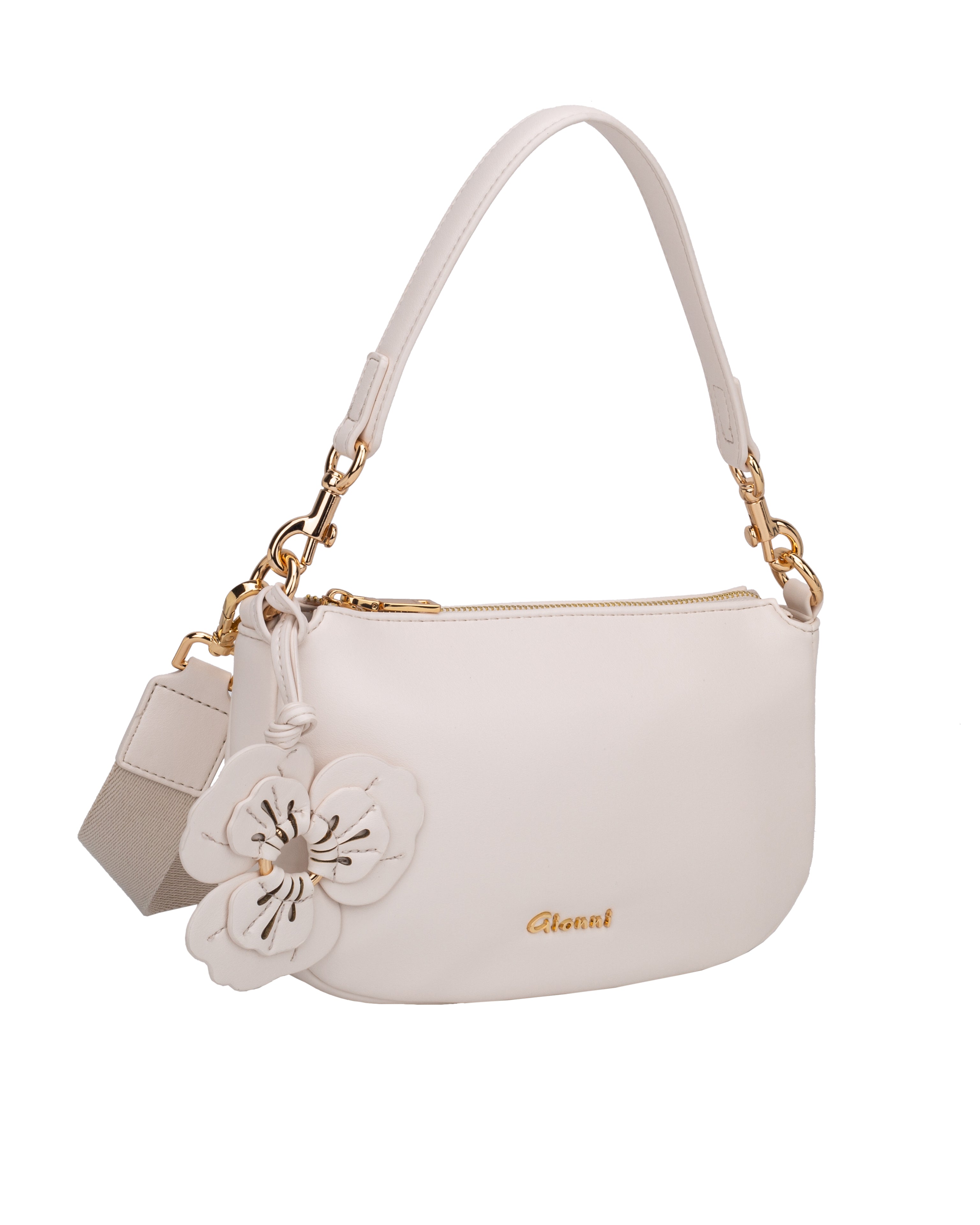 Gionni white Onyx Small Curved Shoulder Bag