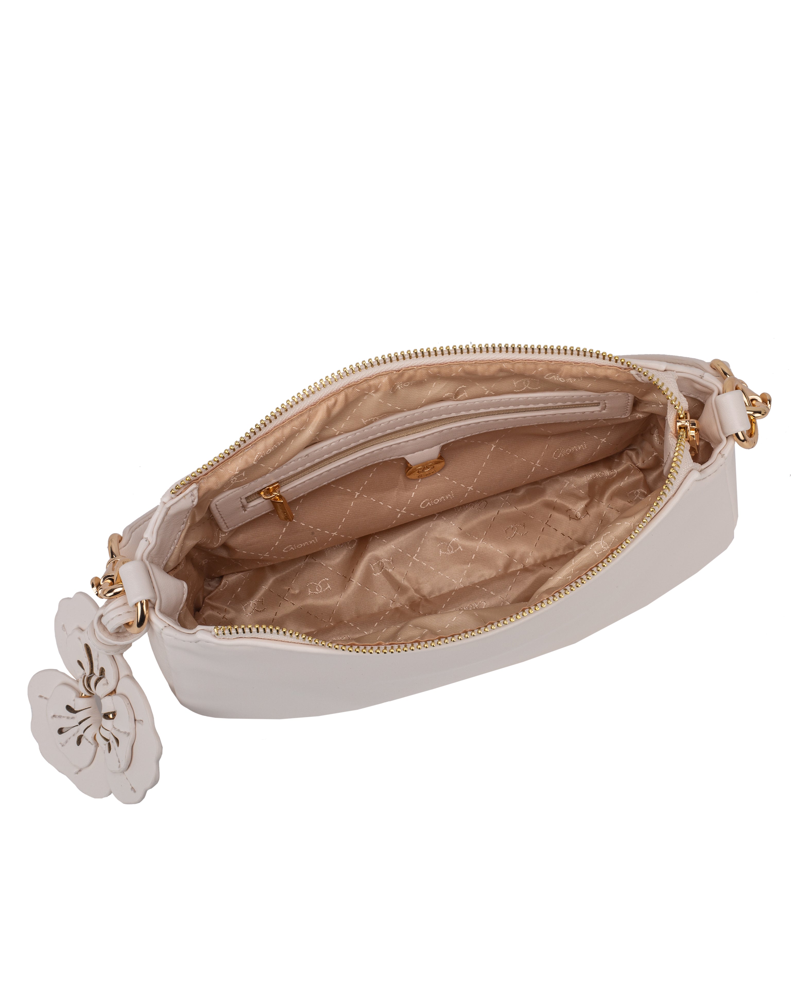 Gionni white Onyx Small Curved Shoulder Bag