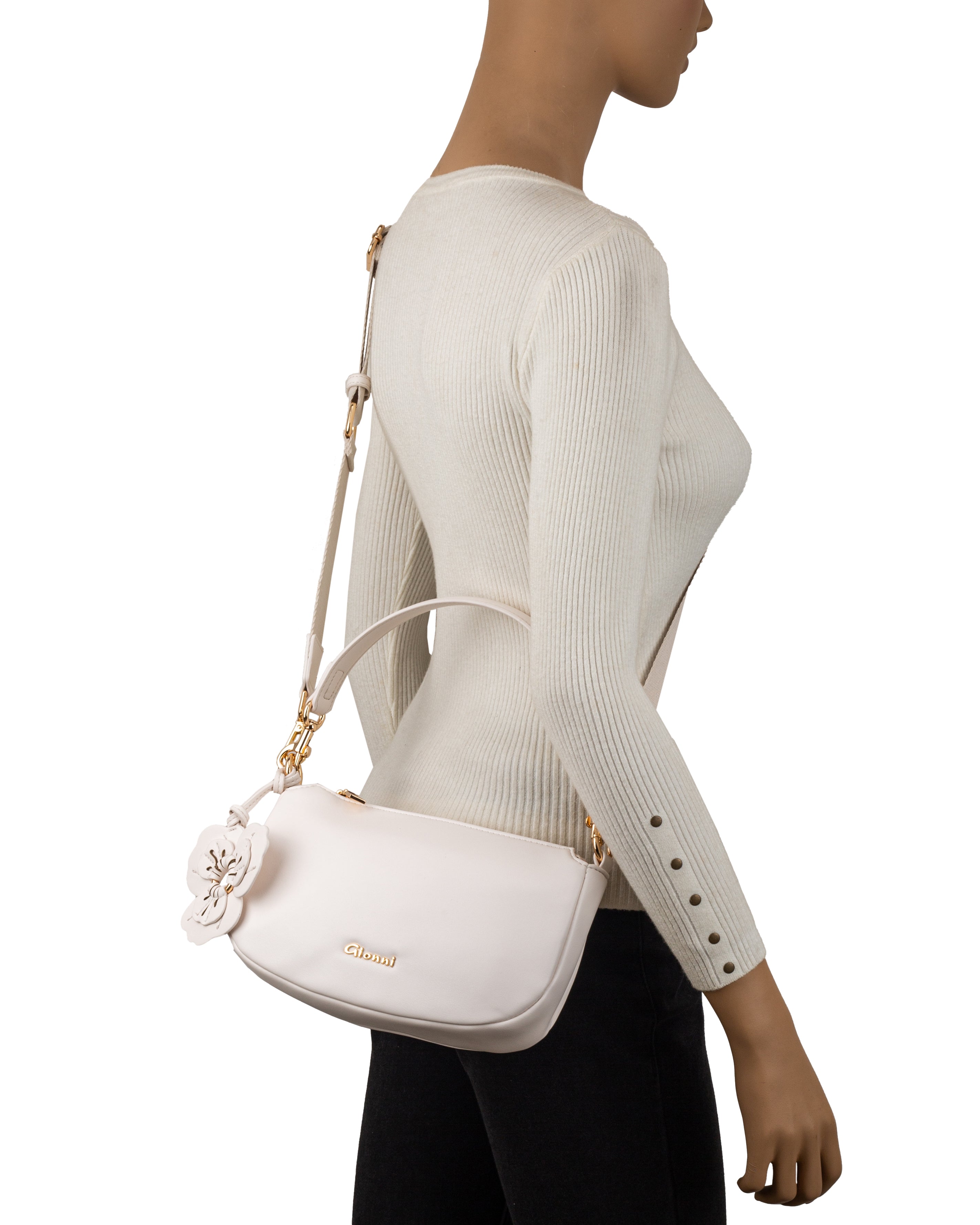 Gionni white Onyx Small Curved Shoulder Bag