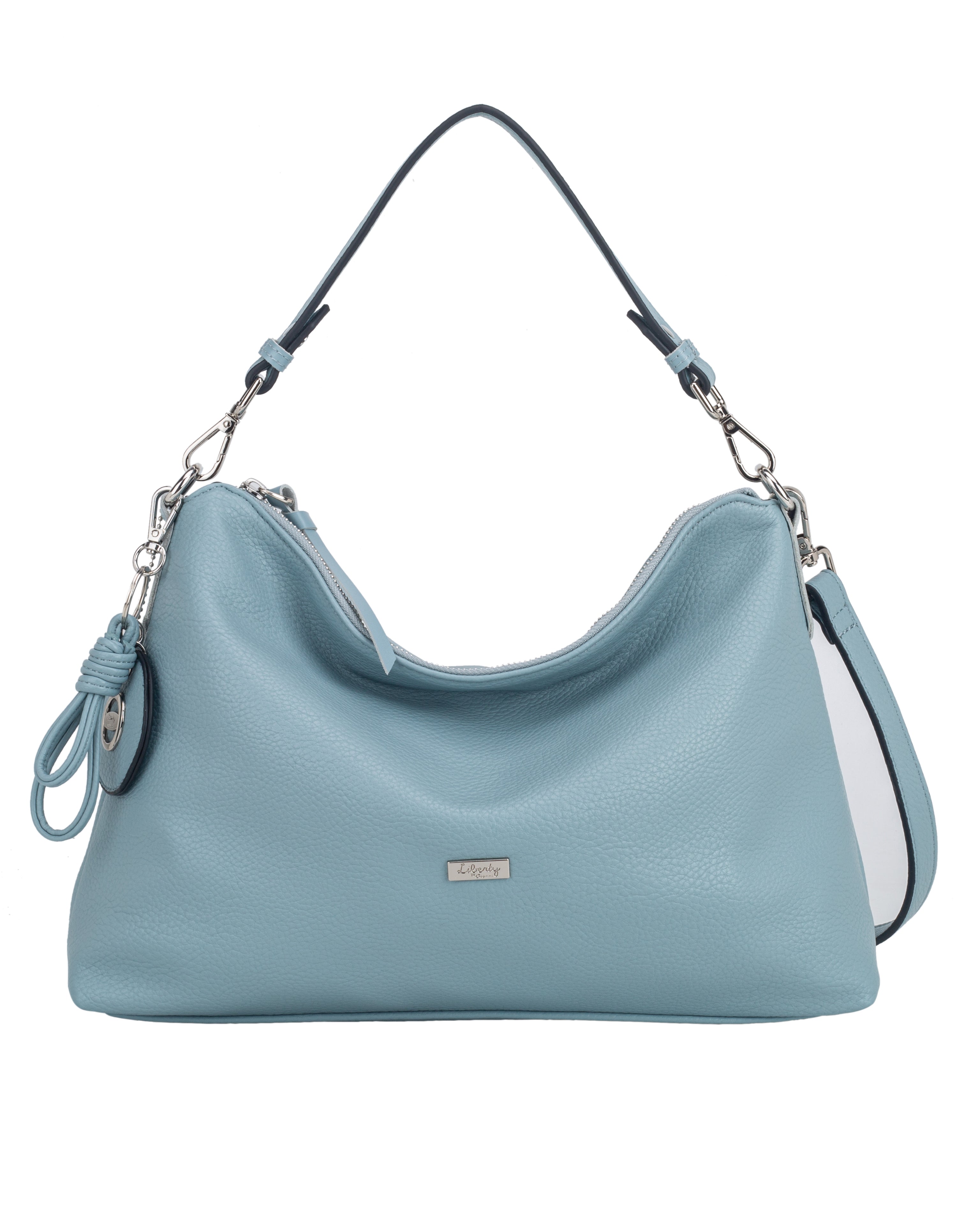 Liberty Edessa Iceblue Soft Hobo Shoulder Bag With Zip Closure