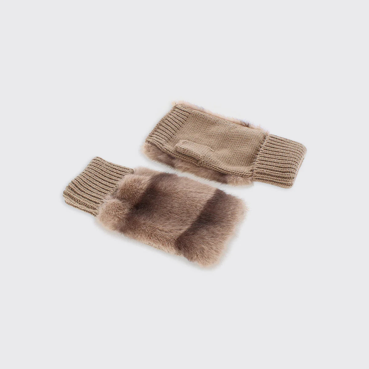 Bridgette Faux Fur Fingerless Gloves Toffee