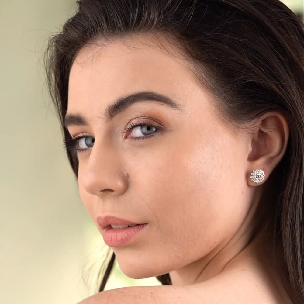 Newbridge Flower Earrings Clear Stone