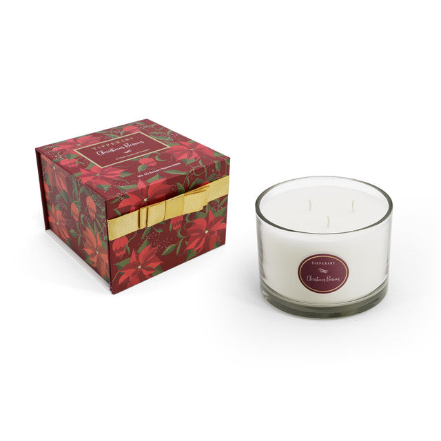 Poinsettia 3 Wick Candle - Christmas Berries