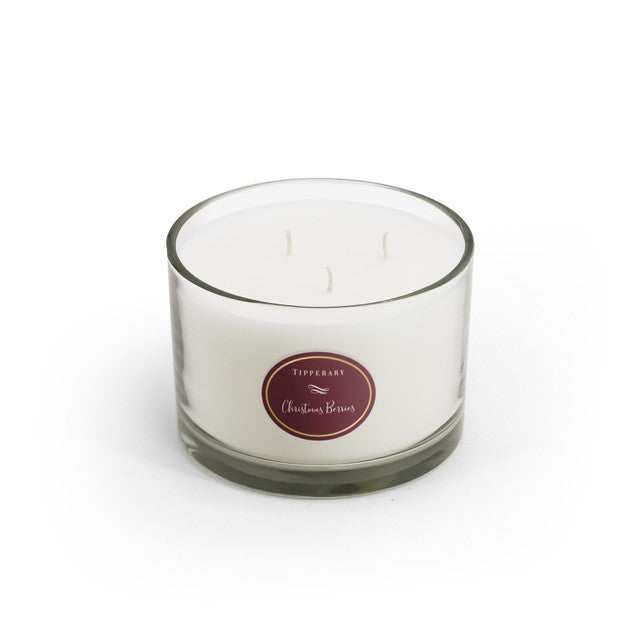 Poinsettia 3 Wick Candle - Christmas Berries