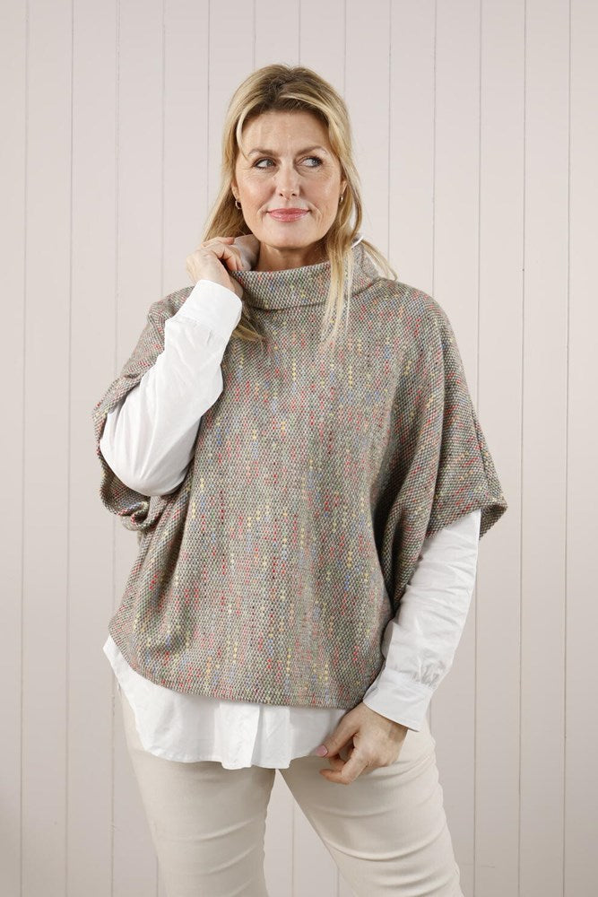 Pink Fleck Cowl Poncho Top