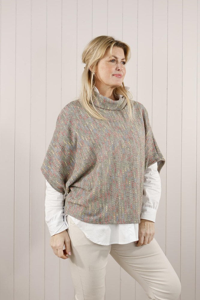 Pink Fleck Cowl Poncho Top