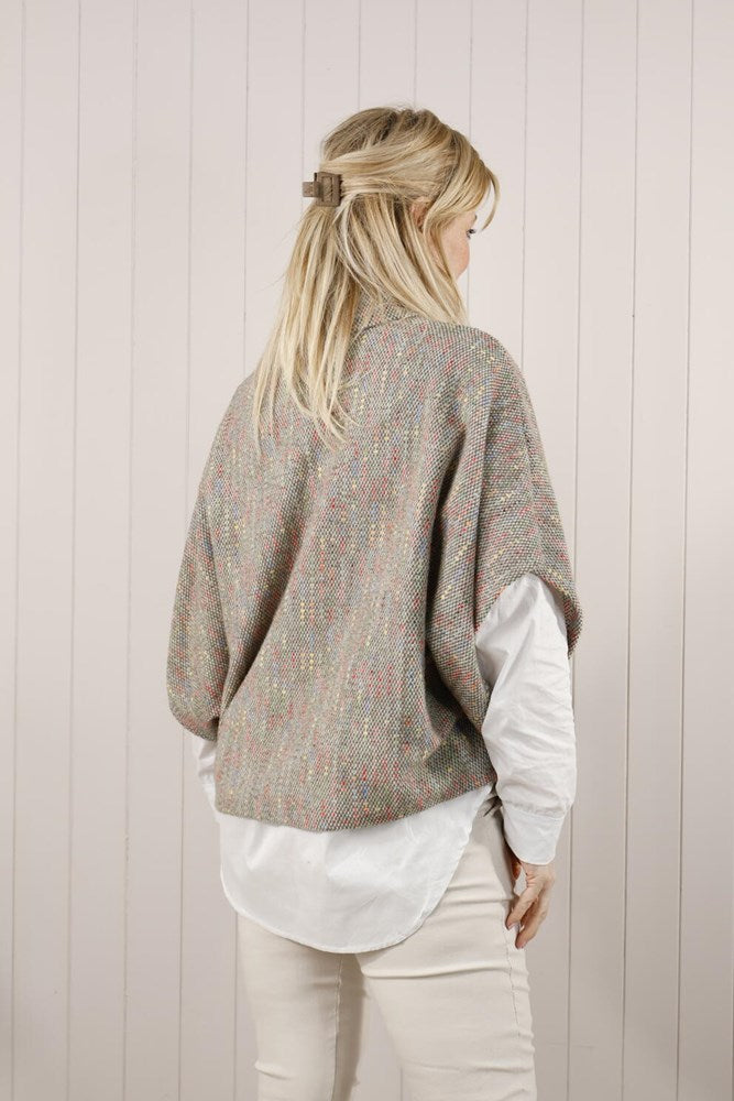 Pink Fleck Cowl Poncho Top