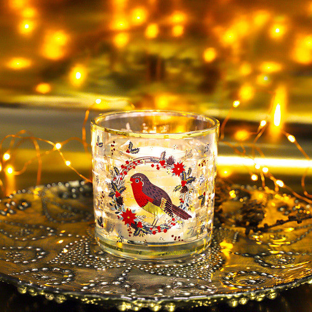 Robin Wreath LED Light Up Candle