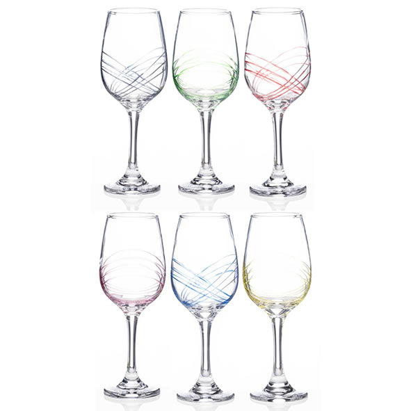 Newgrange Swirl Rainbow Party Wine Glass Set 6