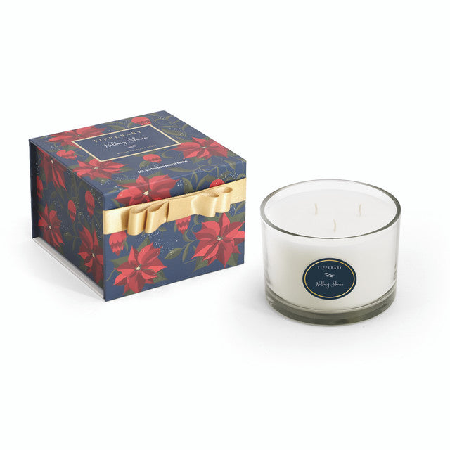 Poinsettia 3 Wick Candle - Nollaig Shona