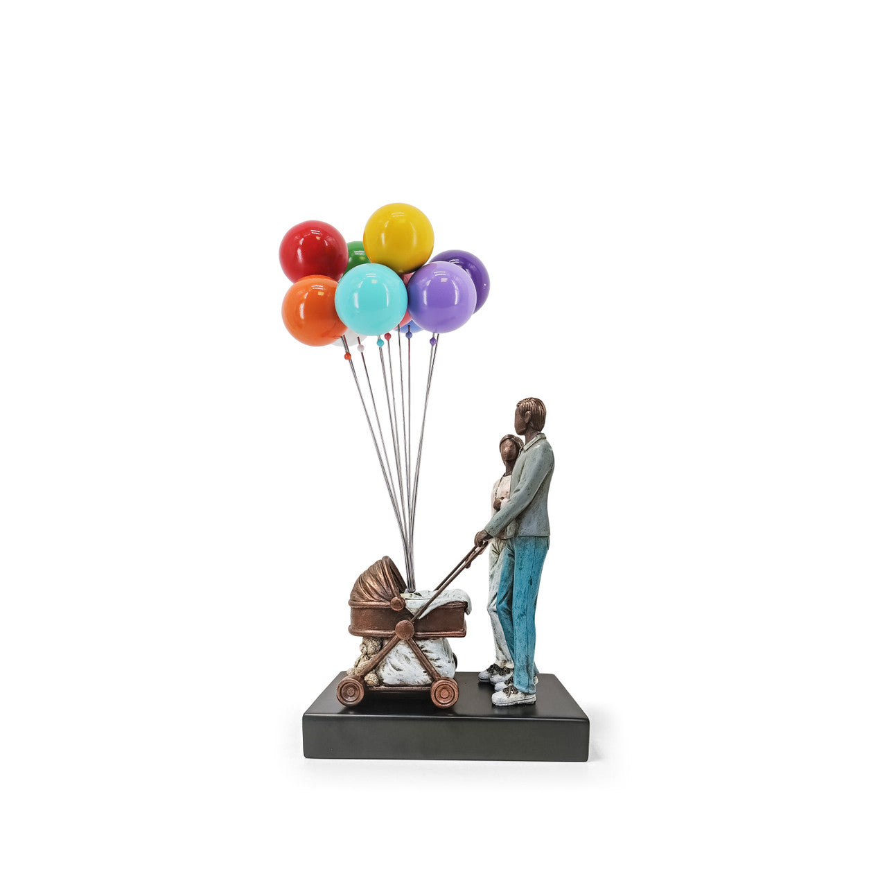 David McGlynn Sculpture - Pram with Balloons "Contentment"