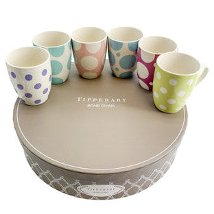 Tipperary Crystal Coloured Spots S/6 Mugs