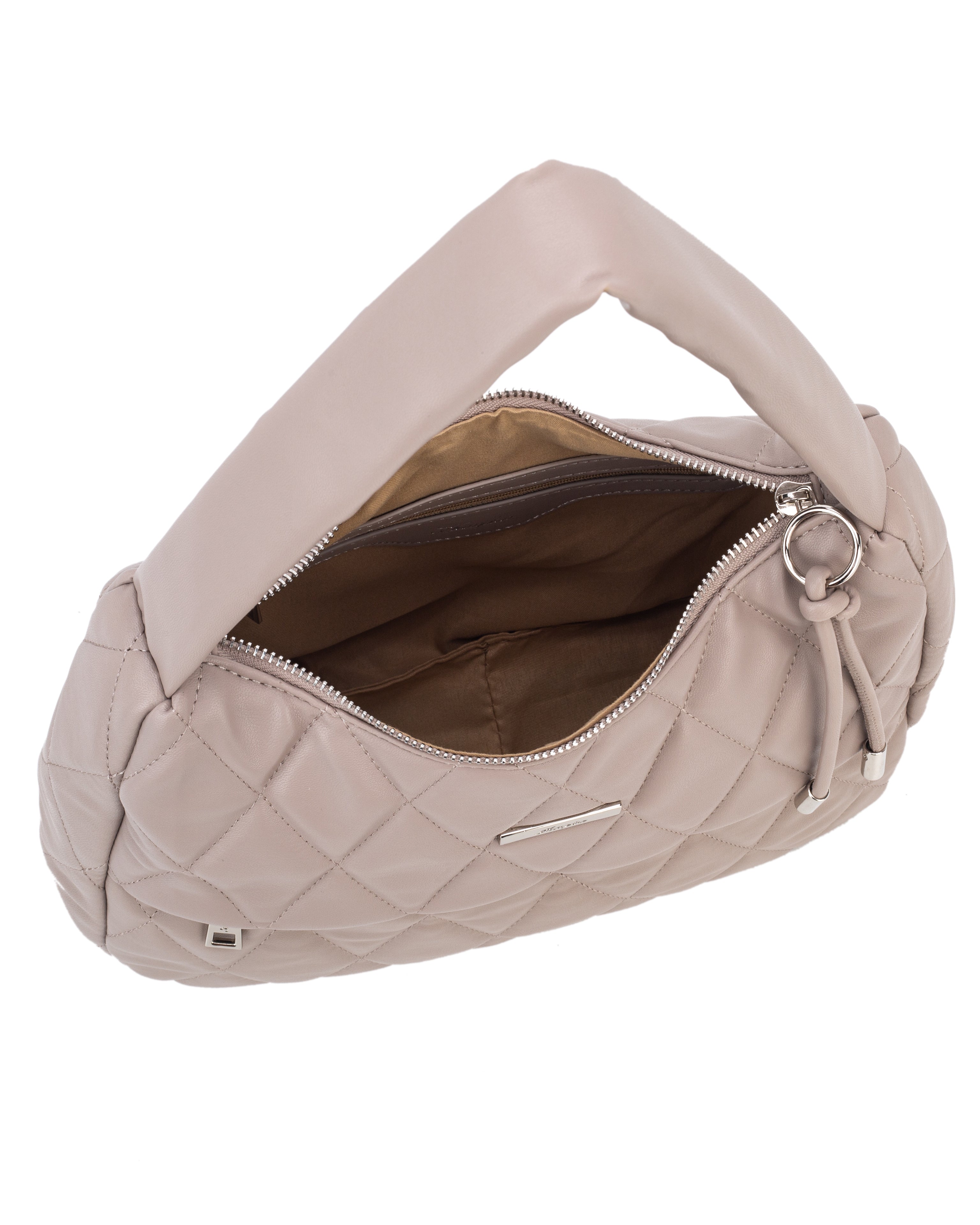 Hampton Pipit Oat Quilted Shoulder Bag With Front Zip Pocket