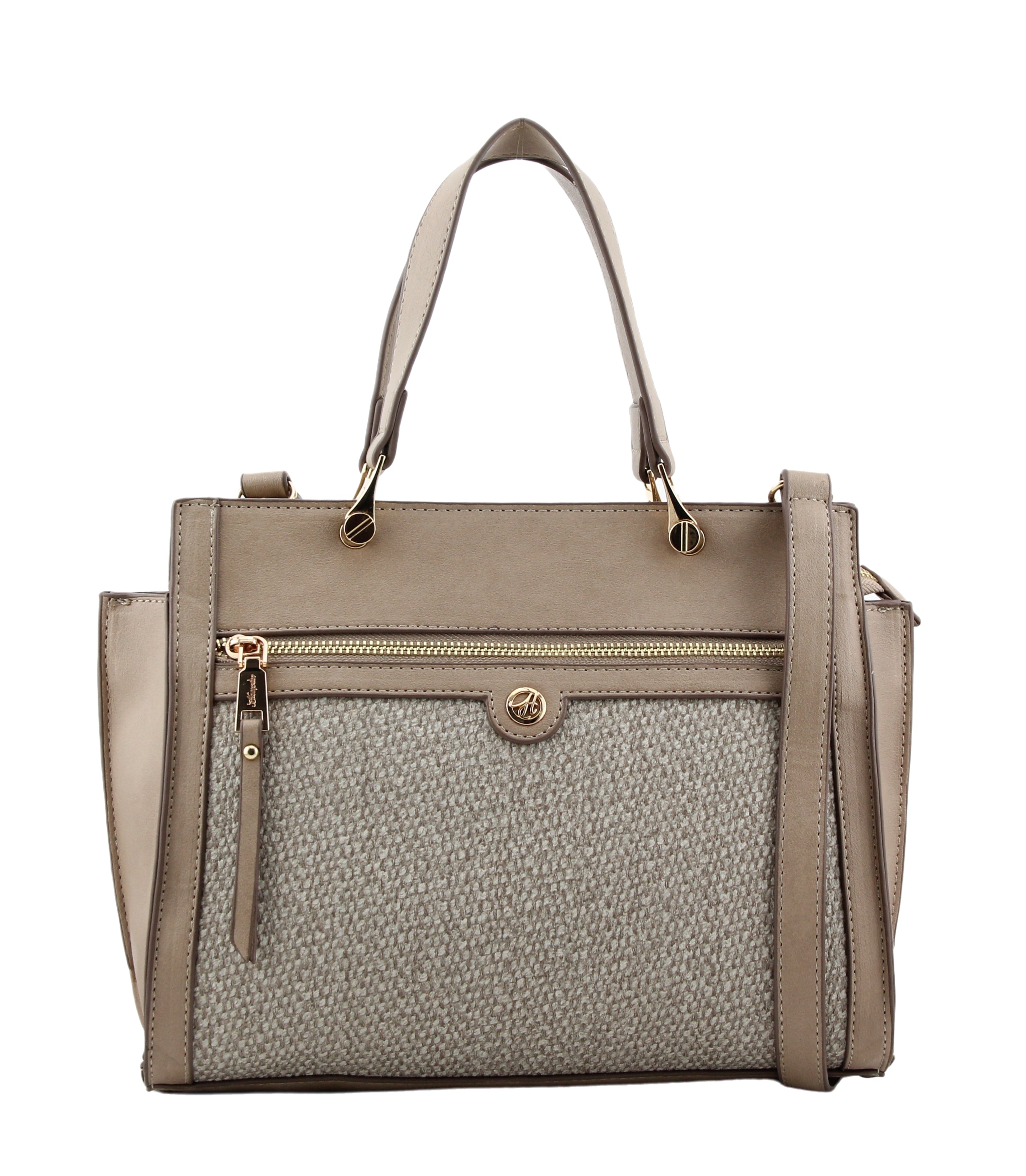 Hampton Venice Taupe Double Handle Bag With Front Zip