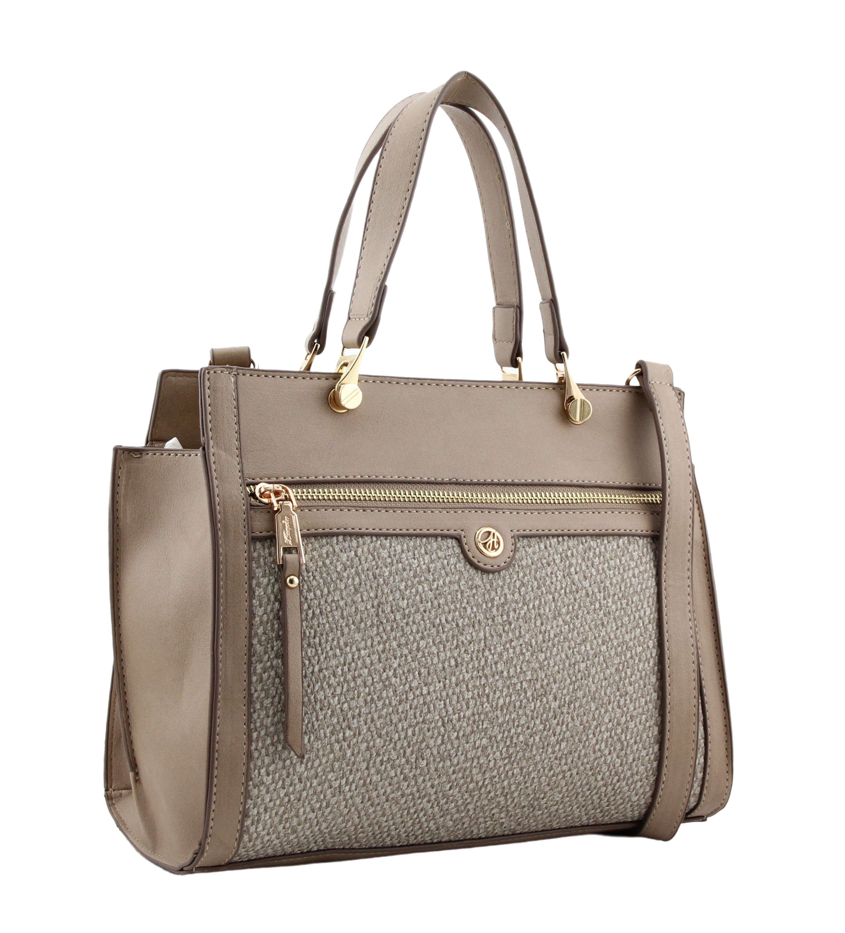 Hampton Venice Taupe Double Handle Bag With Front Zip