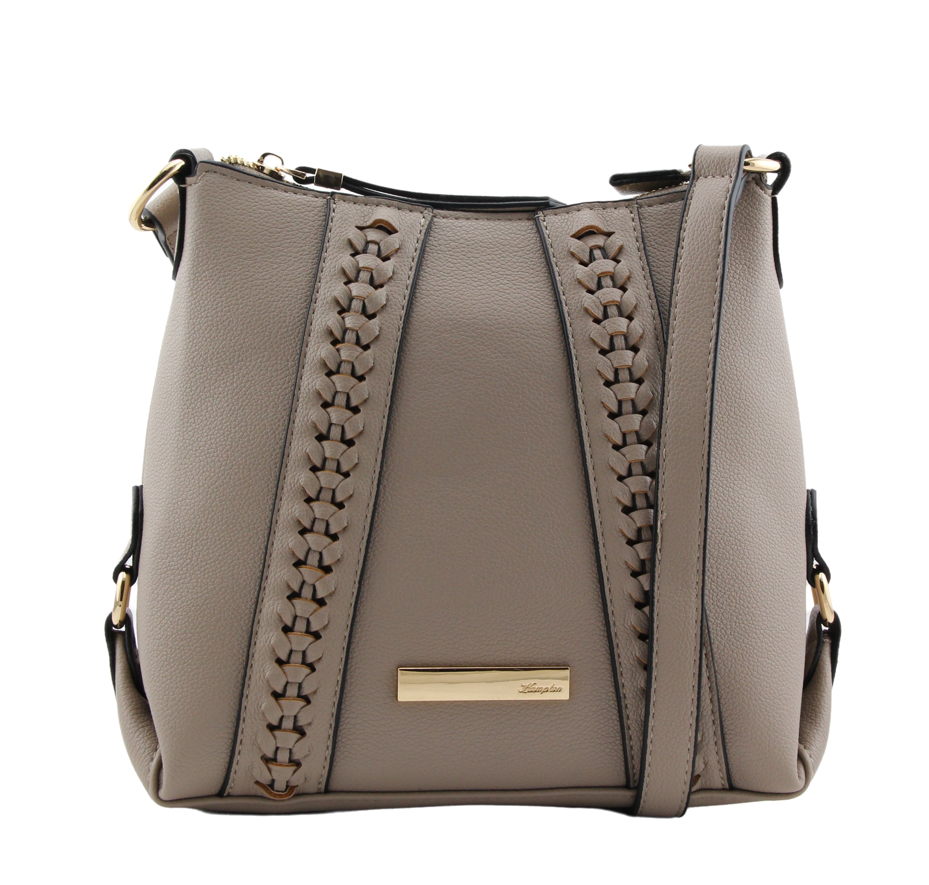 Florence Taupe Crossbody Bag With Front Braid