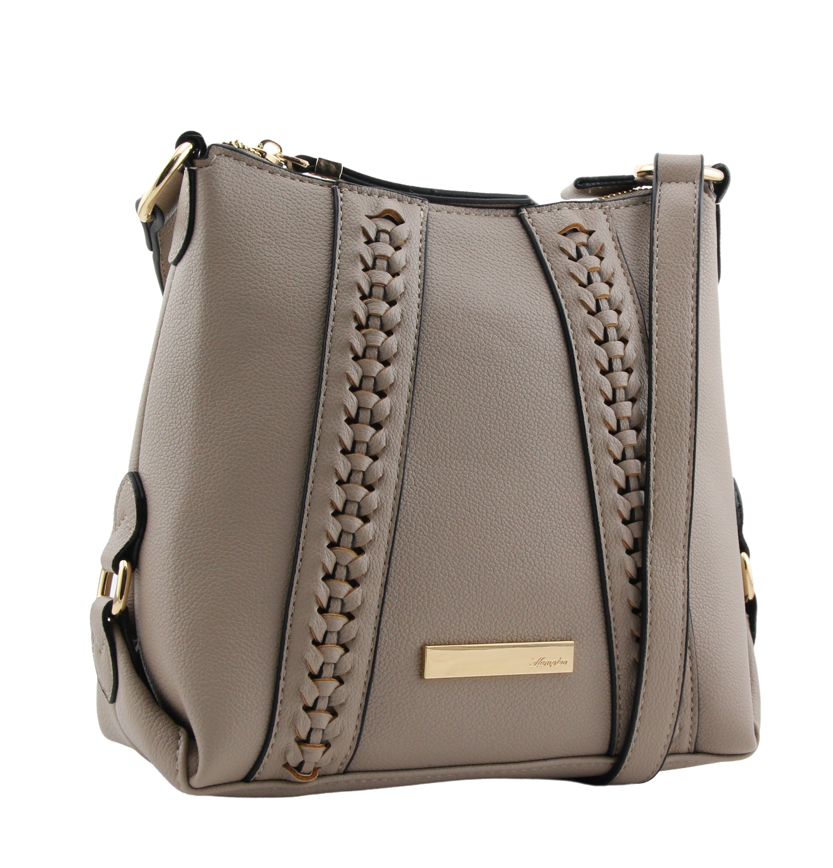Florence Taupe Crossbody Bag With Front Braid