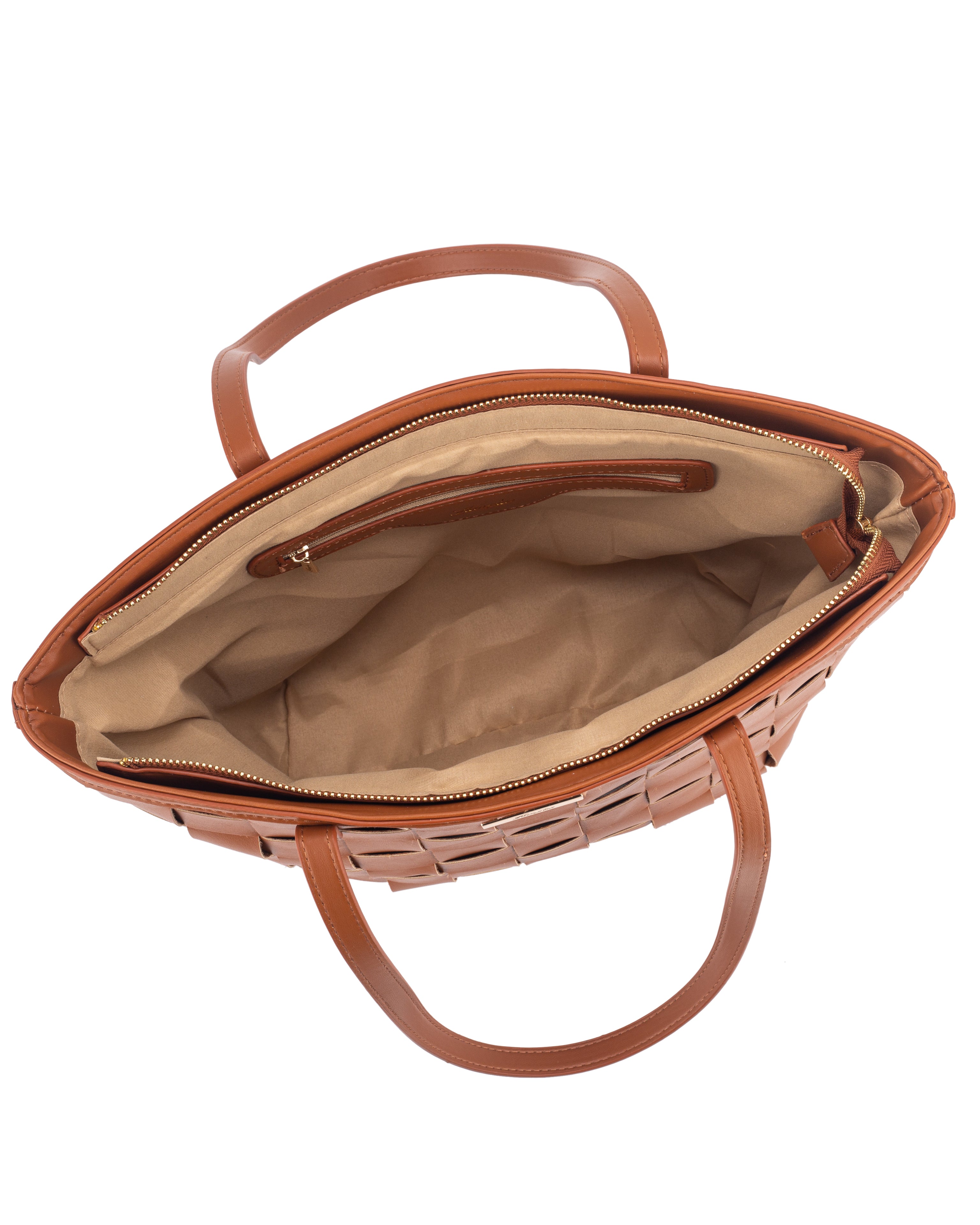 Hampton Genoa Tan Zip Top Woven Tote