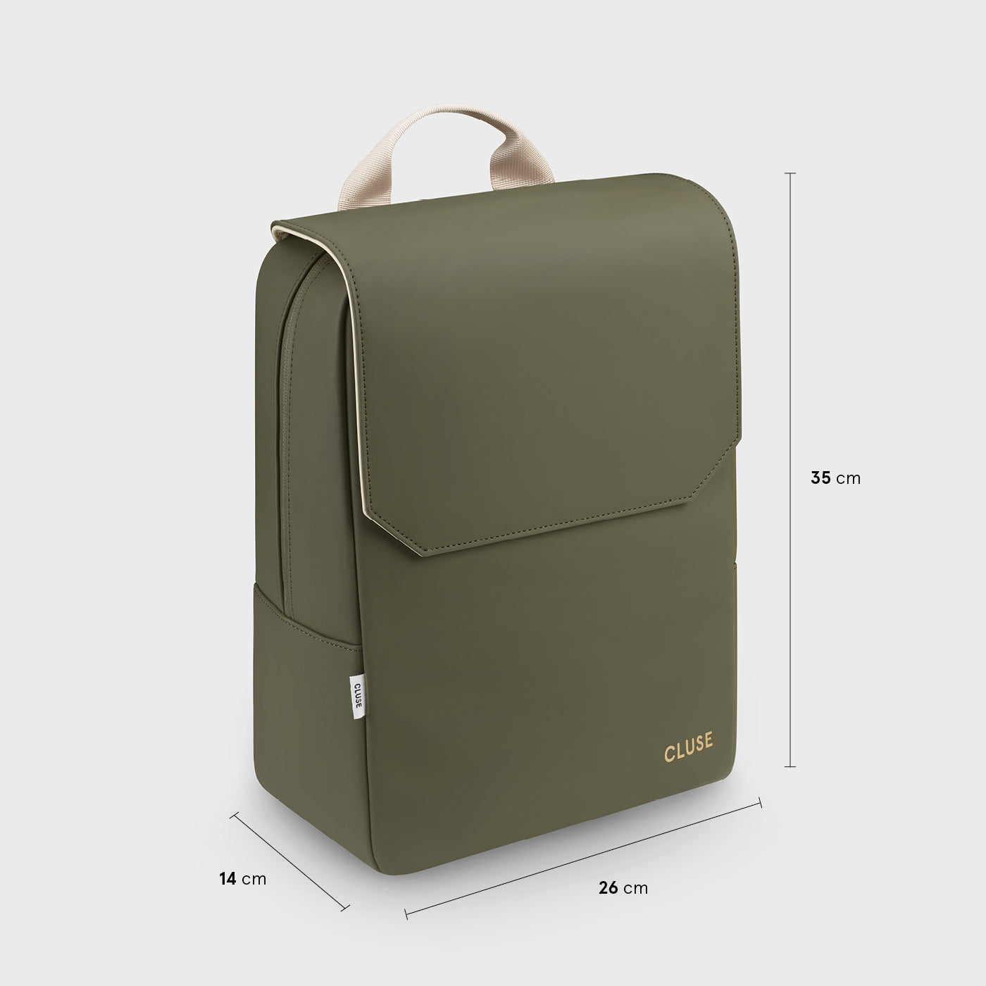 CluseNuitée Backpack, Dark Green Beige, Gold Colour
