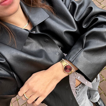 Cluse Boho Chic Petite Watch Steel, Dark Cherry, Gold Colour