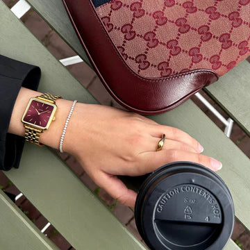 Cluse La Tétragone Watch Steel Dark Cherry, Gold Colour