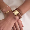 Cluse Gracieuse Petite Watch Double Leather, White stones, Nutshell, Full Gold Colour